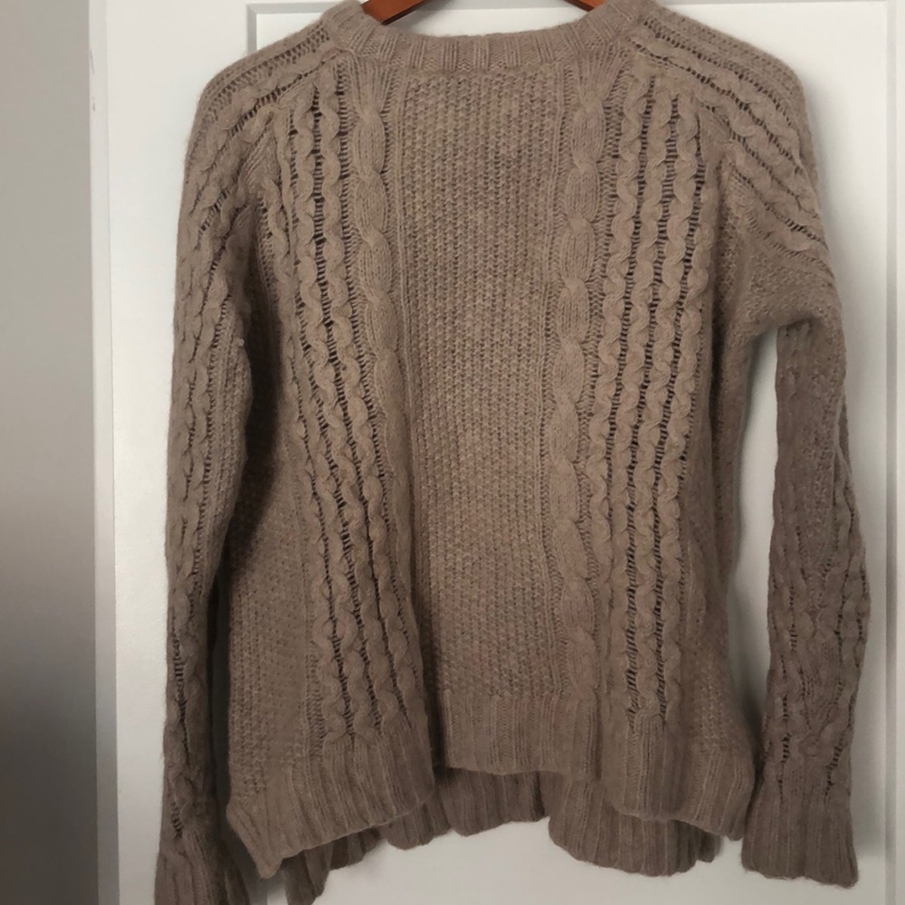 COPY - COPY - THEORY Fisherman Cable Sweater (Medium/tan)